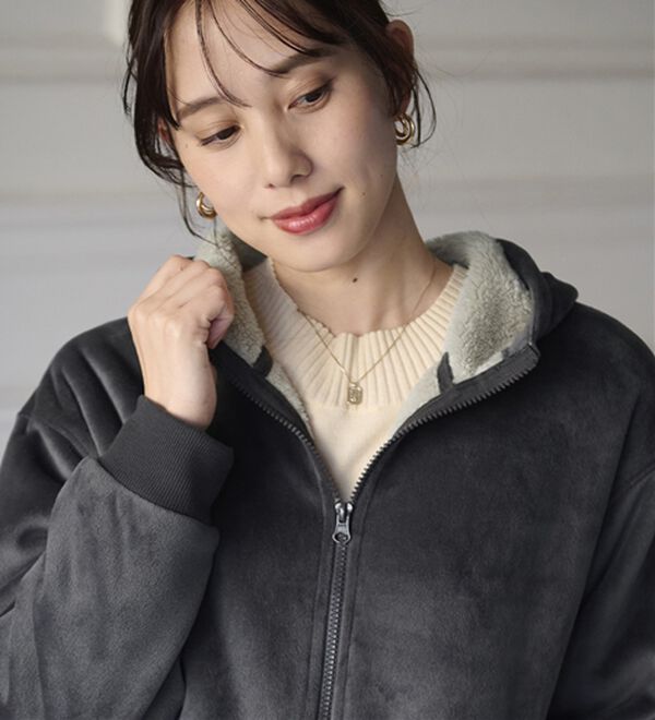 BELLUNA（ベルーナ）の「【快適Ｌａｂ．】リッチベロア素材裏ボアパーカー（パーカー）」｜詳細画像