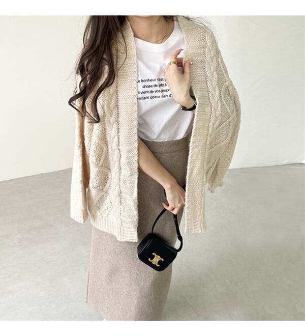 ボリュームスリーブケーブルニットカーデ - ベルーナ【公式】