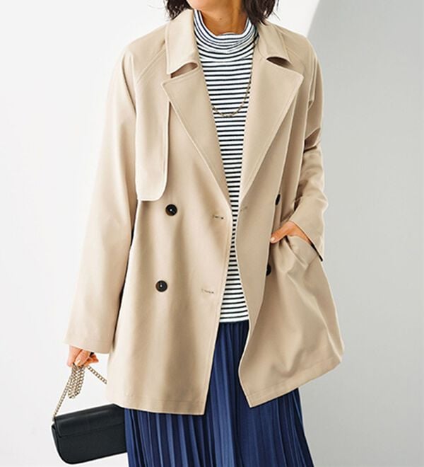 BELLUNA（ベルーナ）の「花粉対策！ライナー付ミドル丈トレンチコート（ハーフコート）」｜グレージュ