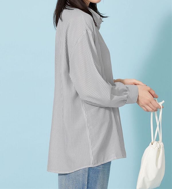 BELLUNA（ベルーナ）の「シアーストライプ素材ベーシックシャツ（シャツ）」｜詳細画像