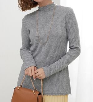 BELLUNA（ベルーナ）の「ラメ入りメローデザインプルオーバー（カットソー）」｜杢グレー