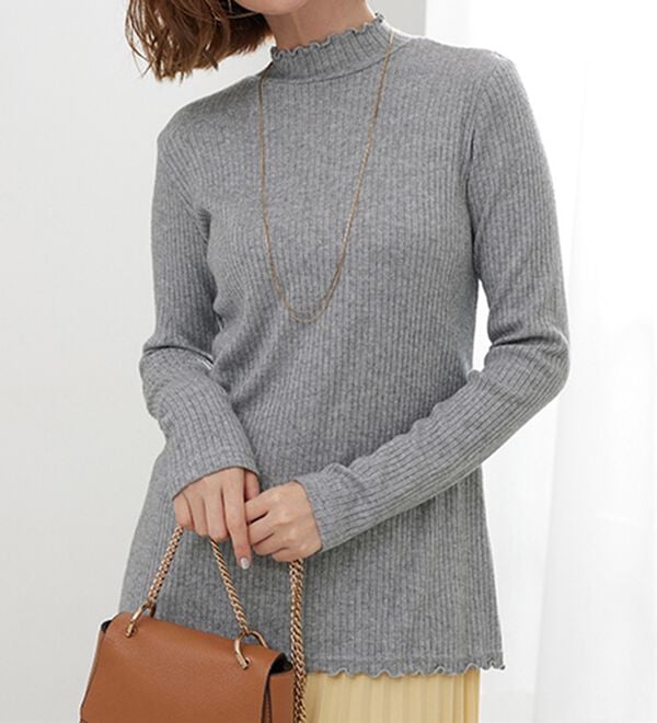 BELLUNA（ベルーナ）の「ラメ入りメローデザインプルオーバー（カットソー）」｜杢グレー