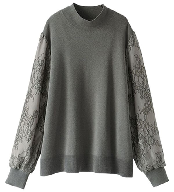 BELLUNA（ベルーナ）の「袖レースデザインニットプルオーバー（ニット・セーター）」｜詳細画像