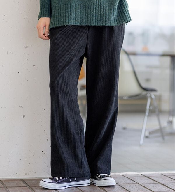 BELLUNA（ベルーナ）の「なめらか裏ベロアコーデュロイワイドパンツ（ワイドパンツ・ガウチョ）」｜詳細画像