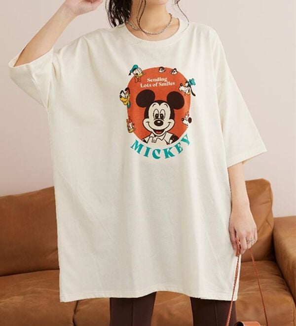 BELLUNA（ベルーナ）の「＜Ｄｉｓｎｅｙ＞【ミッキー】ビッグ7分袖プリントTシャツ（Tシャツ）」｜詳細画像