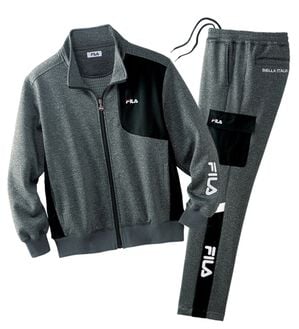 「＜フィラ＞裏ブロックフリース杢調アクティブスーツ（メンズスポーツウェア（トップス））」｜チャコール