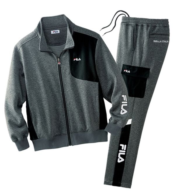 「＜フィラ＞裏ブロックフリース杢調アクティブスーツ（メンズスポーツウェア（トップス））」｜チャコール