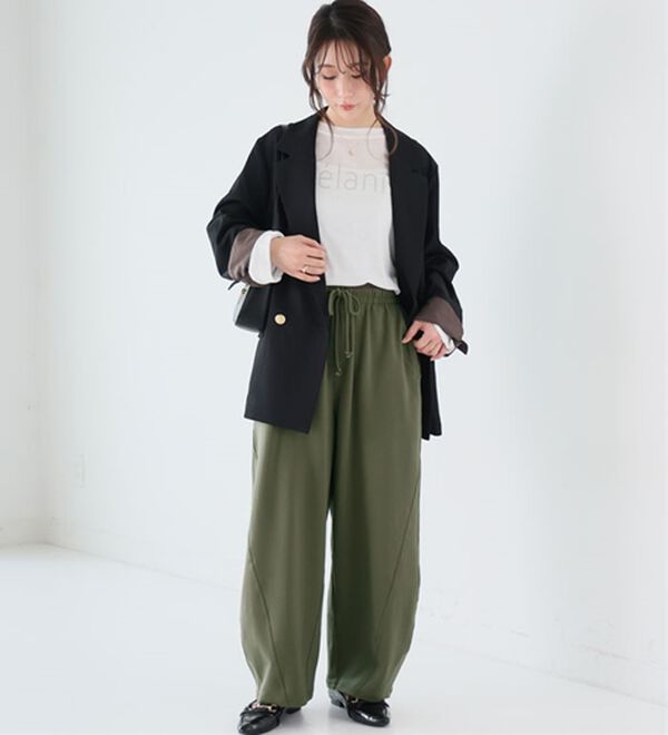 A HAPPY MARILYN（アハッピーマリリン）の「【Ｌ～６Ｌ】夏だから！薄スウェット生地で作ったカーブパンツ（ワイドパンツ・ガウチョ）」｜詳細画像