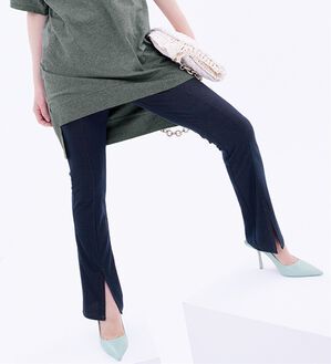 RANAN（ラナン）の「ひんやり！デニム調スリットパンツ（フルレングスパンツ）」｜詳細画像