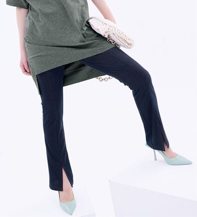 RANAN（ラナン）の「ひんやり！デニム調スリットパンツ（フルレングスパンツ）」