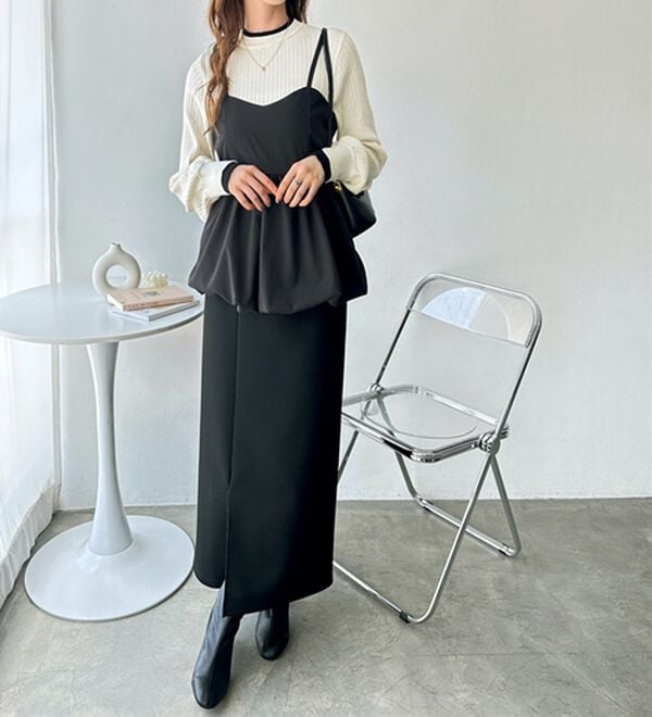 GeeRA（ジーラ）の「【再入荷】レイヤード風モチっと柔らかリブニット（ニット・セーター）」｜詳細画像