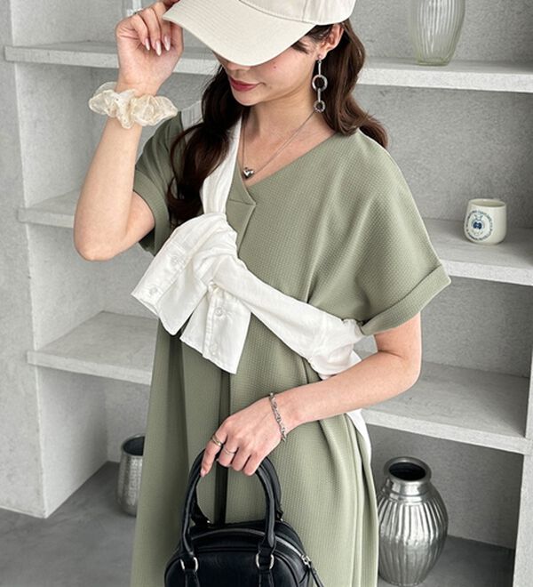 GeeRA（ジーラ）の「ひんやり快適！ジャカードスキッパーワンピ（カットソーワンピース）」｜詳細画像