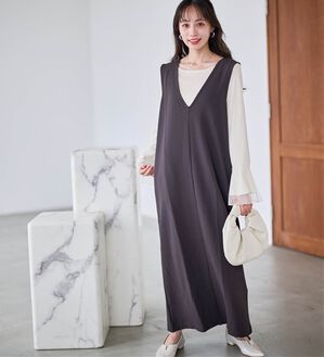 RANAN（ラナン）の「【選べる2丈】細見えが叶うジャンパースカート（ジャンパースカート）」｜グレージュ