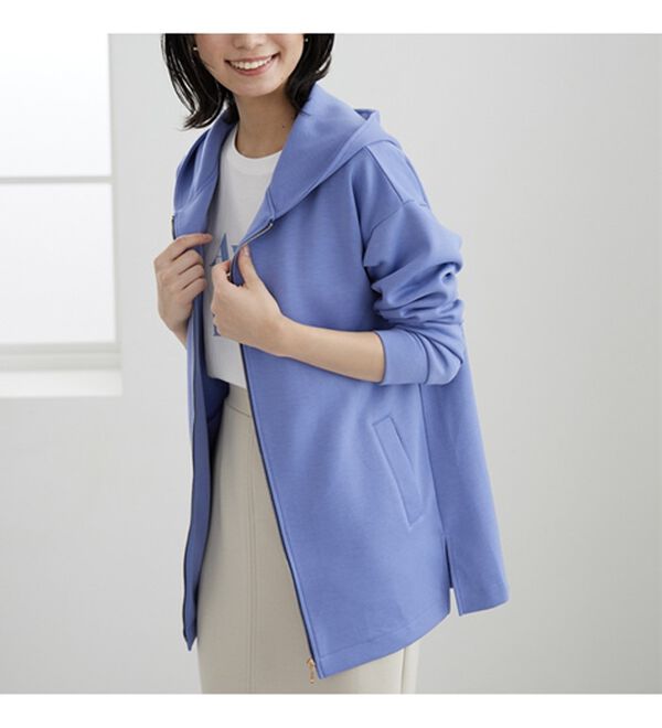 BELLUNA（ベルーナ）の「フードデザインとろみ素材ジップアップパーカー（パーカー）」｜詳細画像