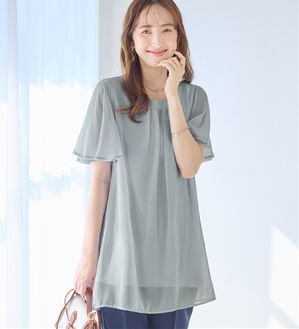 alotta（アロッタ）の「【接触冷感】インナー付シフォンタックチュニック（チュニック）」｜ライトブルー