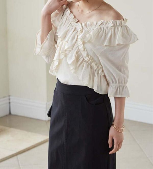 RANAN（ラナン）の「オフショルフリルブラウス（ブラウス）」｜詳細画像