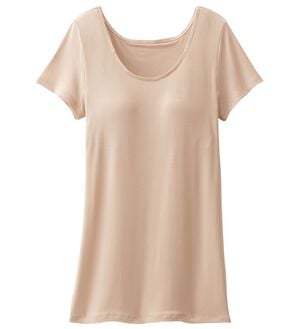 LAVIENNE（ラヴィエンヌ）の「＜さらりラボ＞カップ付半袖インナー（ブラトップ・カップ付きインナー）」｜ベージュ