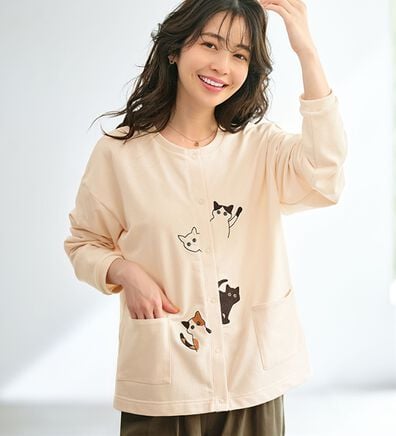 BELLUNA（ベルーナ）の「ネコ刺しゅうひょっこりカーディガン（その他カーディガン）」
