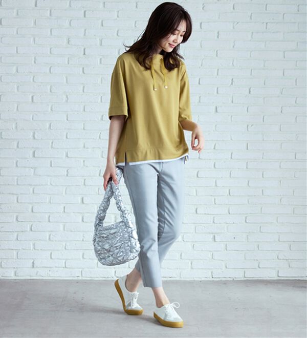 BELLUNA（ベルーナ）の「 【接触冷感】【選べる2丈】サラリ裏メッシュ美脚アンクルパンツ（フルレングスパンツ）」｜詳細画像