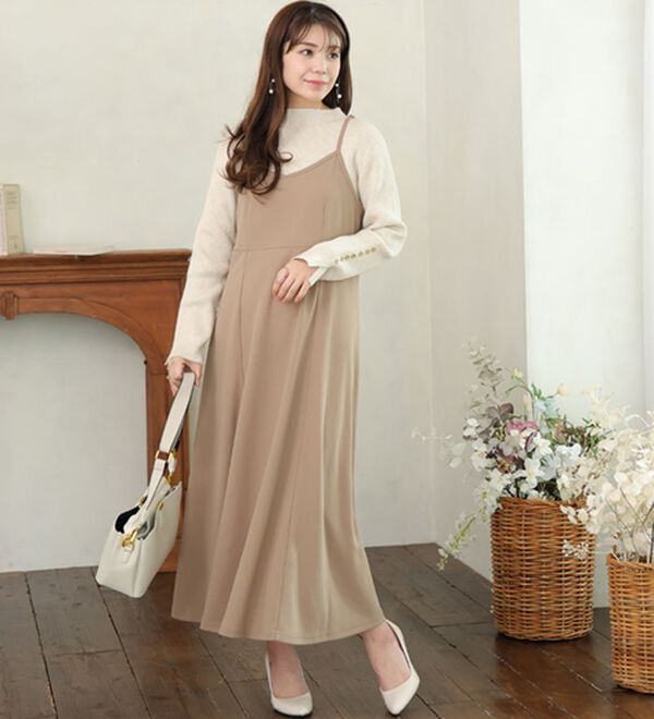 A HAPPY MARILYN（アハッピーマリリン）の「【Ｌ～６Ｌ】スポッと着られる！バックリボンｏｒ肩フリルから選べるバックデザインワンピ－ス（ジャンパースカート）」｜詳細画像