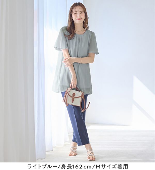 alotta（アロッタ）の「【接触冷感】インナー付シフォンタックチュニック（チュニック）」｜詳細画像