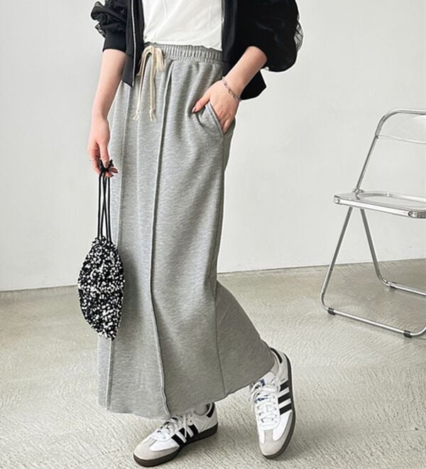 GeeRA（ジーラ）の「すっきり見え！フロントラインスウェットナロースカート（ロングスカート）」｜詳細画像