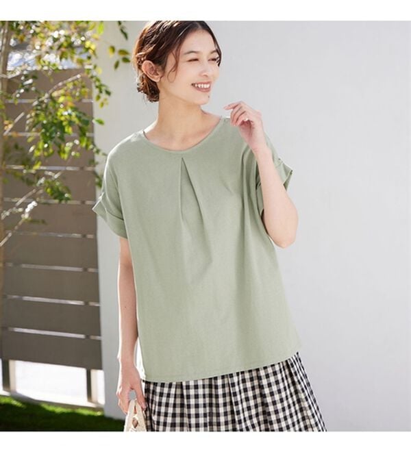 Viola e Viola（ヴィオラ エ ヴィオラ）の「【接触冷感】綿１００％前後２ＷＡＹタックトップス　さらひやりコットン（カットソー）」｜詳細画像