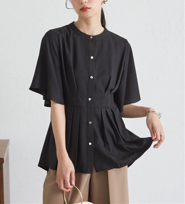 RANAN（ラナン）の「ウエストタックフレアブラウス（ブラウス）」｜ブラック