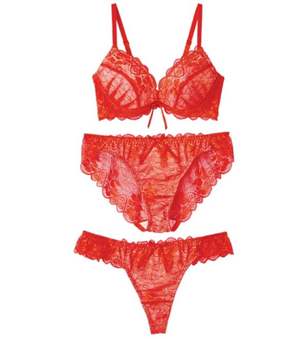 YU'NOW（ユナウ）の「【３点セット】ヌーディーレースブラ＆ショーツ＆Ｔバック（ブラジャー＆ショーツセット）」｜詳細画像