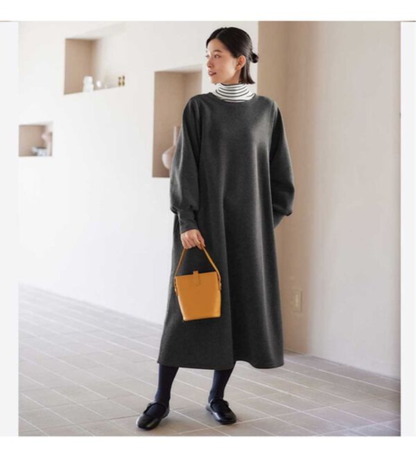 Viola e Viola（ヴィオラ エ ヴィオラ）の「あったか裏起毛ゆるワンピース（カットソーワンピース）」｜詳細画像