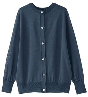 BELLUNA（ベルーナ）の「シアーニット２ＷＡＹカーディガン（ニット・セーター）」｜ネイビー