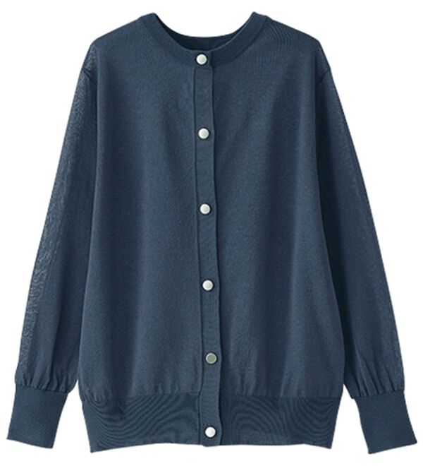 BELLUNA（ベルーナ）の「シアーニット２ＷＡＹカーディガン（ニット・セーター）」｜ネイビー