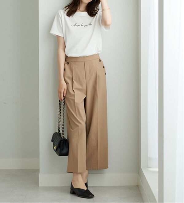 BELLUNA（ベルーナ）の「【ヨコストレッチ・紫外線カット・選べる2丈】サラもちライト快適ワイドパンツ（ワイドパンツ・ガウチョ）」｜詳細画像