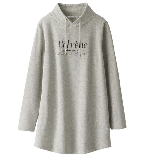 BELLUNA（ベルーナ）の「衿デザイン裏起毛ロゴチュニック（チュニック）」｜杢グレー