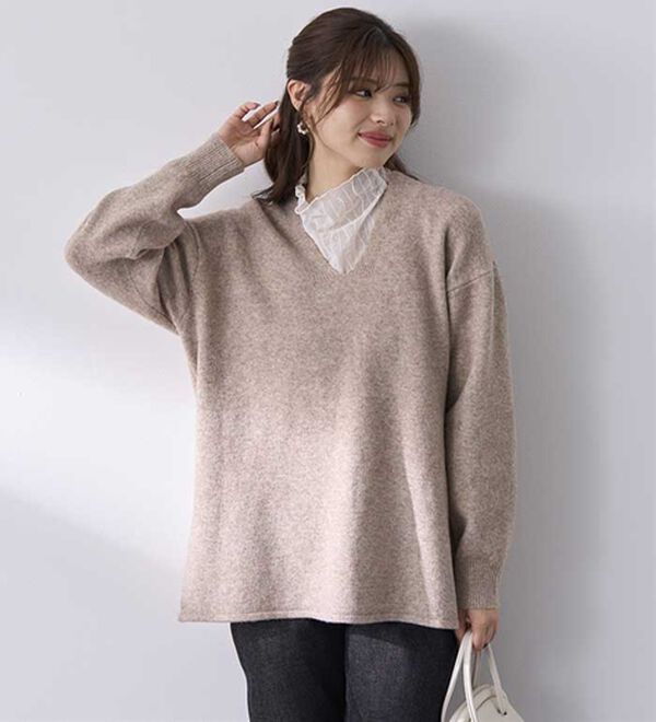 BELLUNA（ベルーナ）の「インナーに合わせるウール入りニットプルオーバー（ニット・セーター）」｜詳細画像