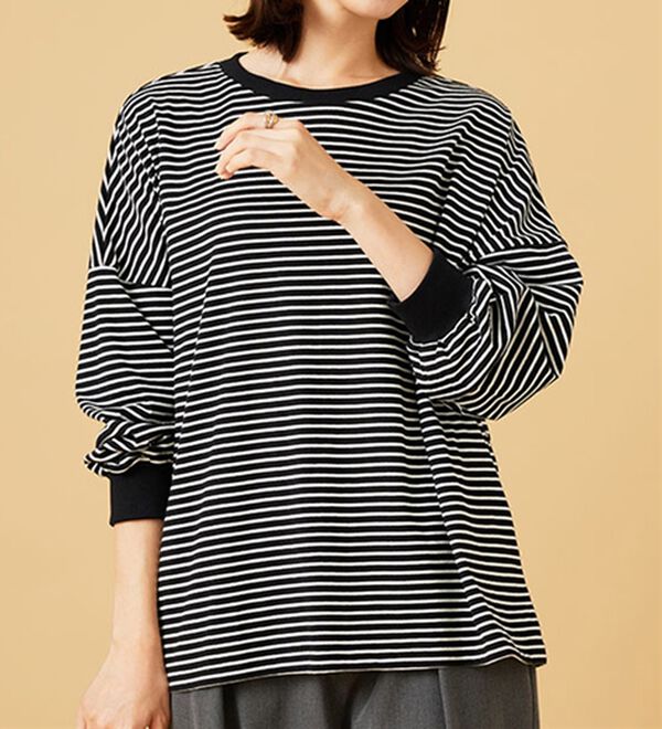 BELLUNA（ベルーナ）の「ゆったり体型カバー！ボーダープルオーバー（カットソー）」｜詳細画像