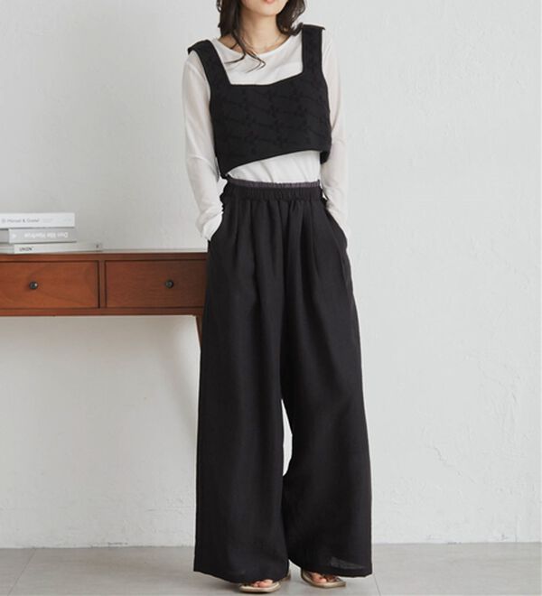 RANAN（ラナン）の「ダブルウエストシアーイージーパンツ（ワイドパンツ・ガウチョ）」｜詳細画像