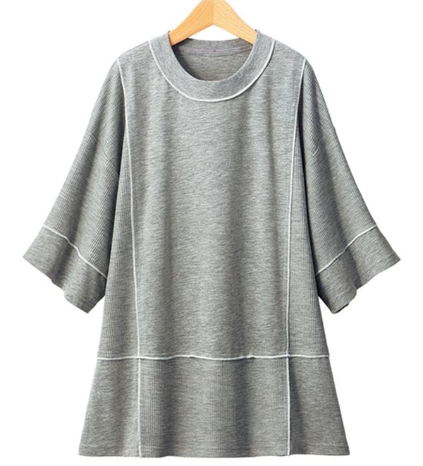 ルフラン（ルフラン）の「汗ジミ対策！ちょいかわプルオーバー（カットソー）」｜杢グレー