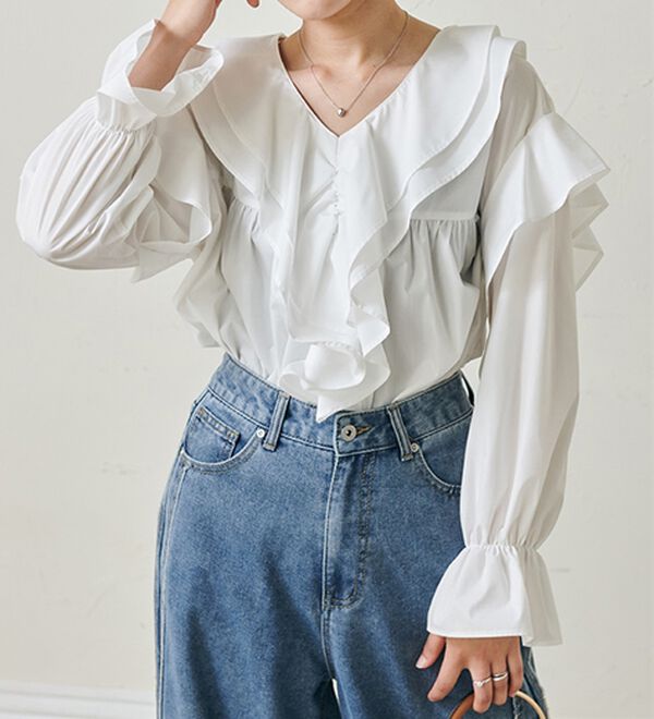 RANAN（ラナン）の「ビッグカラーフリルブラウス（ブラウス）」｜詳細画像