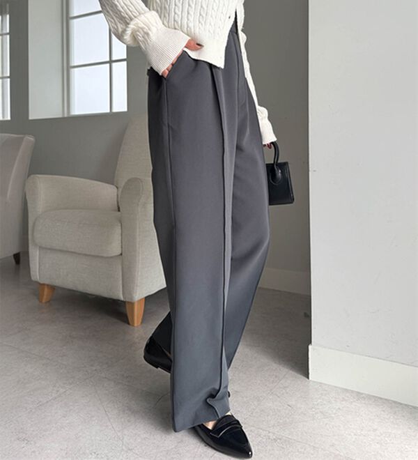 RANAN（ラナン）の「裏起毛美脚シルエットピンタックワイドパンツ（フルレングスパンツ）」｜詳細画像