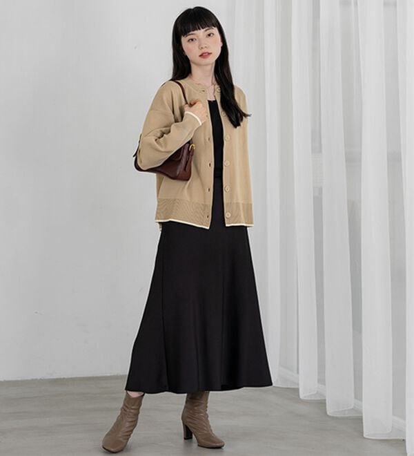 BELLUNA（ベルーナ）の「【快適Ｌａｂ．】洗える！軽い！配色使いニットカーディガン（ニットカーディガン）」｜詳細画像