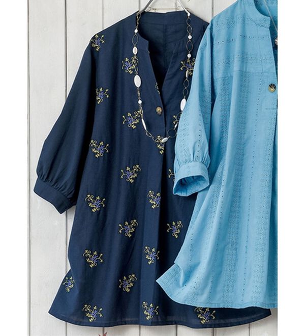 ルフラン（ルフラン）の「刺しゅうブラウスセレクション（ブラウス）」｜ネイビー