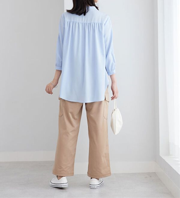 BELLUNA（ベルーナ）の「ビンテージ素材レース使いシャツチュニック（チュニック）」｜詳細画像