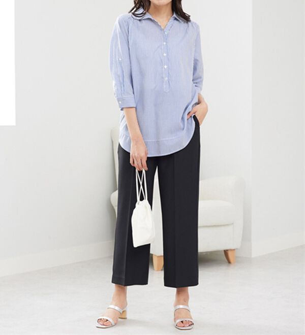 BELLUNA（ベルーナ）の「サラリ綿混！ギャザー使いシャツチュニック（チュニック）」｜詳細画像