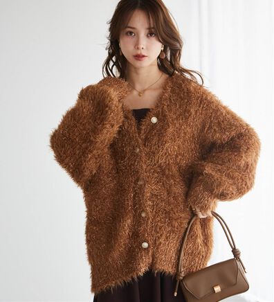 RANAN（ラナン）の「ラメ2WAYシャギーニットカーディガン（ニットカーディガン）」
