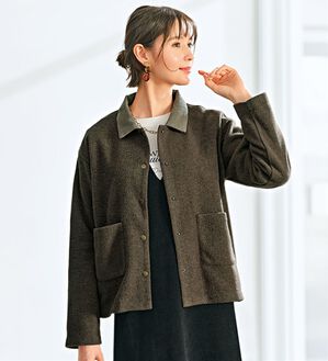 BELLUNA（ベルーナ）の「やわらかウール調素材衿付ジャケット（その他ジャケット）」｜モカ