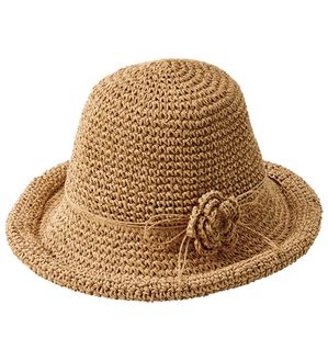 BELLUNA（ベルーナ）の「コサージュ付ペーパー手編みハット（帽子）」｜ベージュ