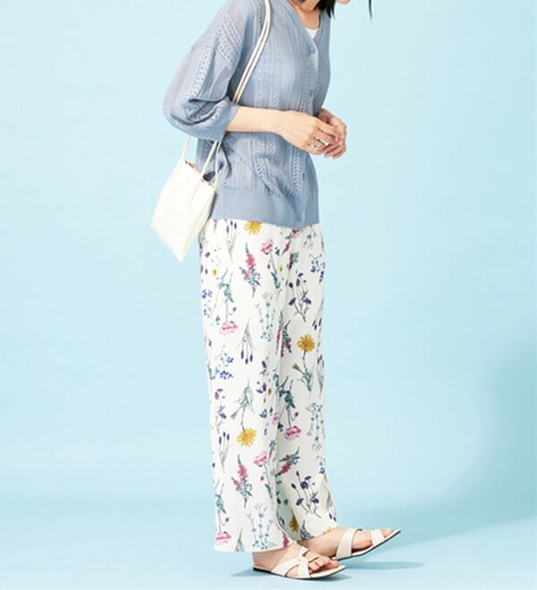 BELLUNA（ベルーナ）の「麻タッチ透かし編５分袖ニットカーディガン（ニットカーディガン）」｜詳細画像