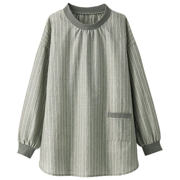 BELLUNA（ベルーナ）の「綿１００％ストライプ柄リブ切替チュニック（チュニック）」｜グレー系