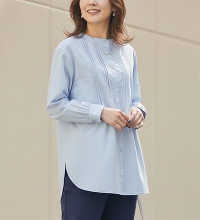 BELLUNA（ベルーナ）の「綿レーヨン素材ピンタックシャツチュニック（チュニック）」